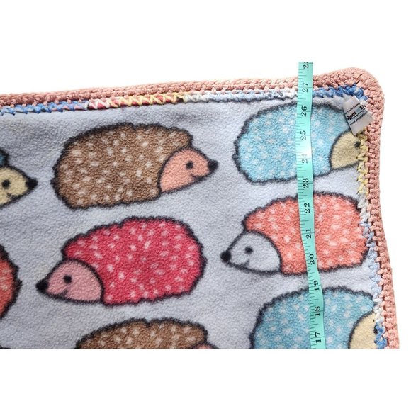 Project Linus Handmade Hedgehog Print Fleece Baby Blanket With Crochet Border - Picture 7 of 7